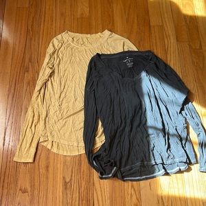 American Eagle and Aero long sleeve tops.  Yellow and gray. Size small like new